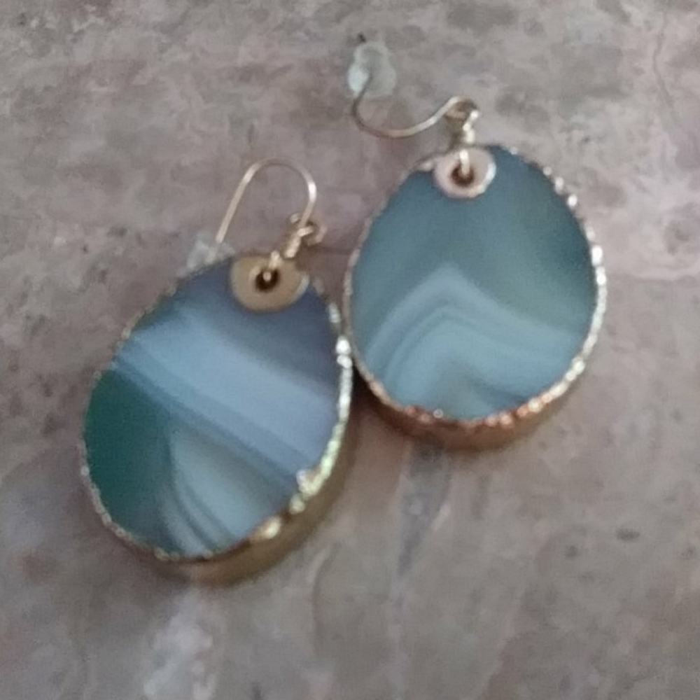 NWOT Agate Geode Stone Earrings - Picture 1 of 4